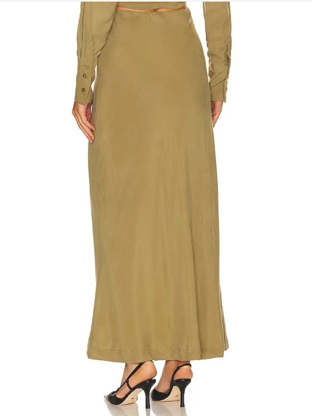 Sovere Atone maxi skirt High-Waist Olive bias cut midi Revolve S - Picture 3 of 7